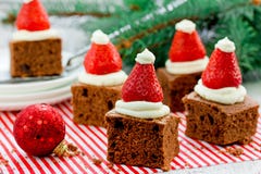 Santa hat mini brownies – healthy Christmas party dinner menu